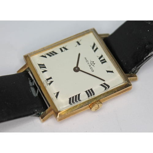 282 - A 1960s hallmarked 9ct gold Movado wristwatch with signed white dial having Roman numerals and baton... 