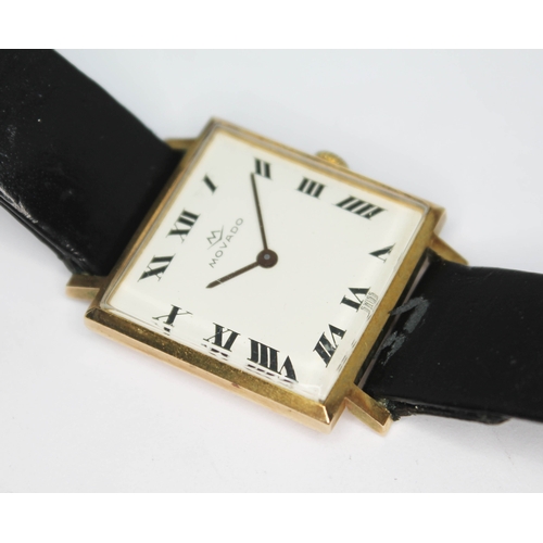 282 - A 1960s hallmarked 9ct gold Movado wristwatch with signed white dial having Roman numerals and baton... 
