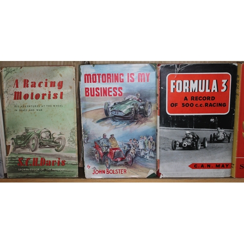 318 - A large collection of motor racing books, various titles, mainly mid to late 20th century.