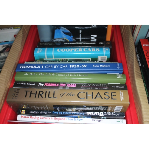 318 - A large collection of motor racing books, various titles, mainly mid to late 20th century.