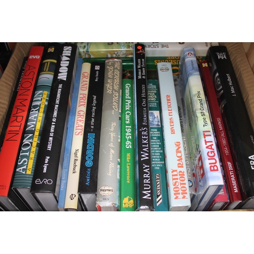 318 - A large collection of motor racing books, various titles, mainly mid to late 20th century.