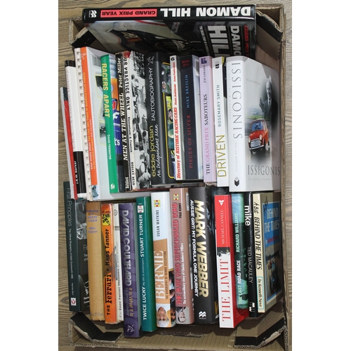 318 - A large collection of motor racing books, various titles, mainly mid to late 20th century.