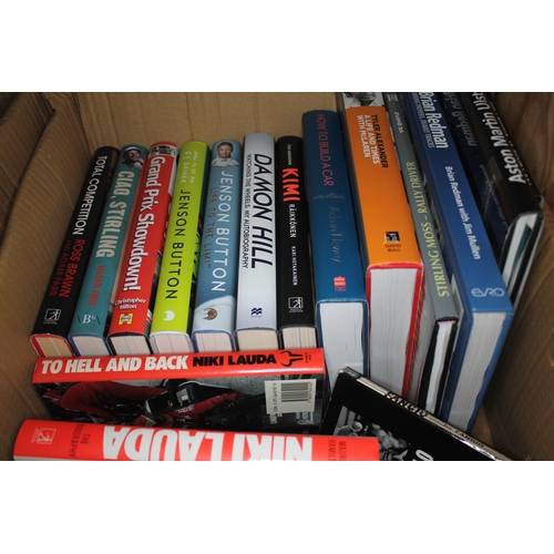 318 - A large collection of motor racing books, various titles, mainly mid to late 20th century.