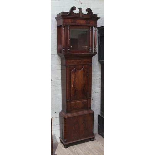 65 - A 19th century mahogany Ormskirk long case clock case, height 230cm.