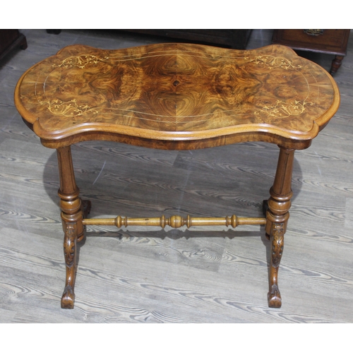 75 - A Victorian inlaid walnut occasional table, width 89cm, depth 48cm & height 71cm.