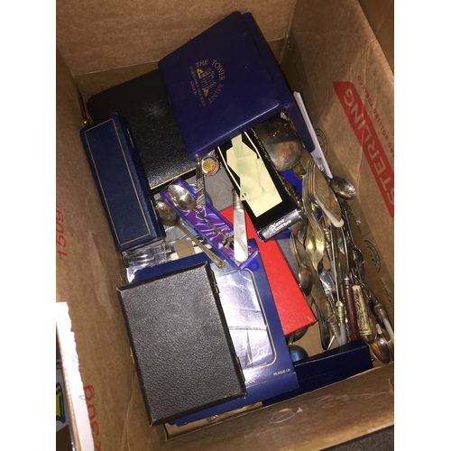 418 - A box of plated ware including cutlery