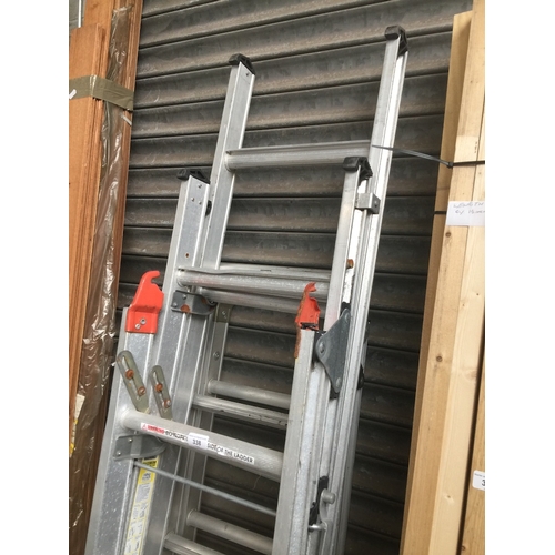 338 - 2 sets of aluminium ladders - one 4 way position and the other 3 way position.