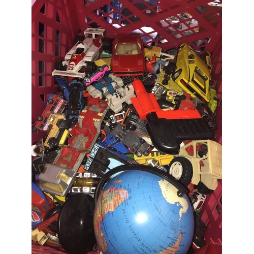 359 - A box of mixed die cast and other model vehicles and other toys