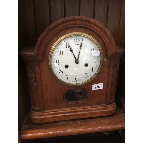 536 - An oak cased German bracket clock