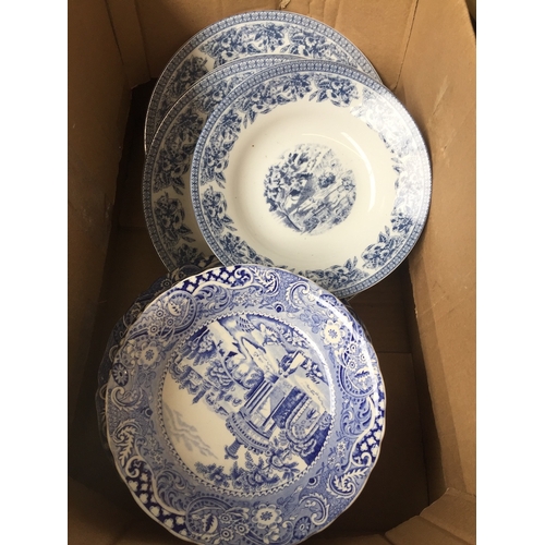 614 - A quantity of blue and white dinner ware