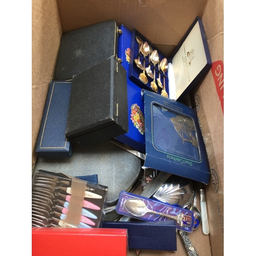 418 - A box of plated ware including cutlery