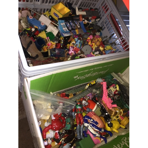 432 - Two boxes of collectable figures, Power Rangers, etc.