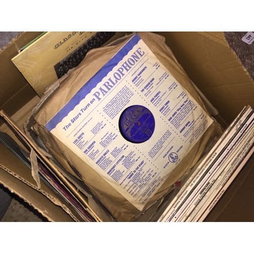 444 - A box of LPs and old vinyl & few 45s.