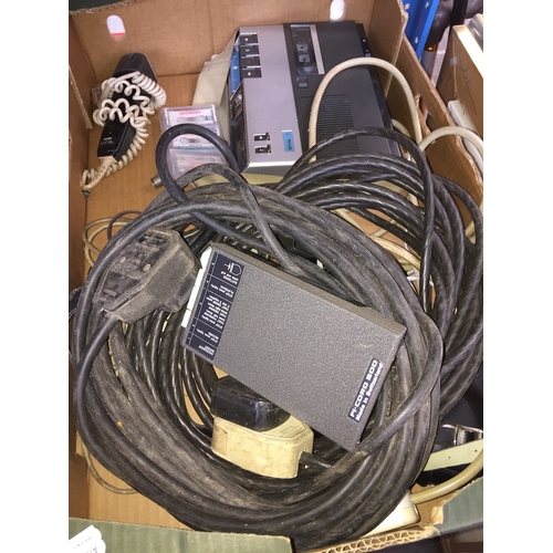 462 - A box of misc to include recording equipment, microphones, cables, etc.