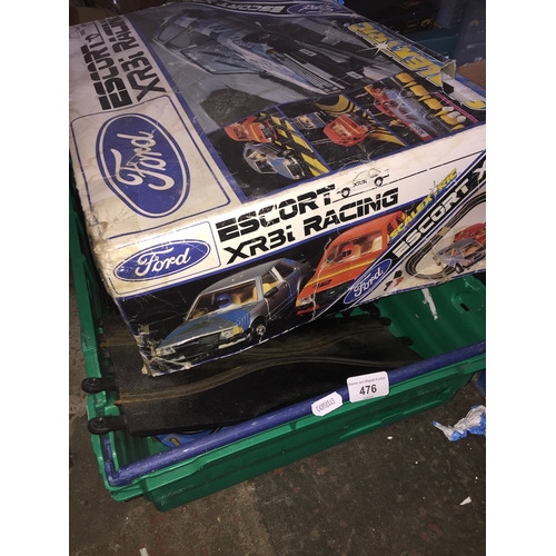 476 - A vintage boxed Scalextric with cars, and a box of track and accessories