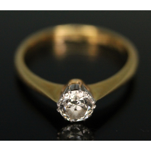 232 - A diamond solitaire ring, the round brilliant cut diamond weighing approx. 0.38 carats, band marked ... 