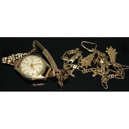 251 - A mixed lot comprising a gold plated Josmar wristwatch with hallmarked 9ct gold strap, a bracelet ma... 