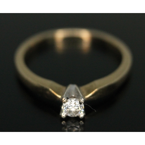 291 - A hallmarked 9ct gold diamond solitaire ring, the round brilliant cut stone weighing approx. 0.15 ca... 