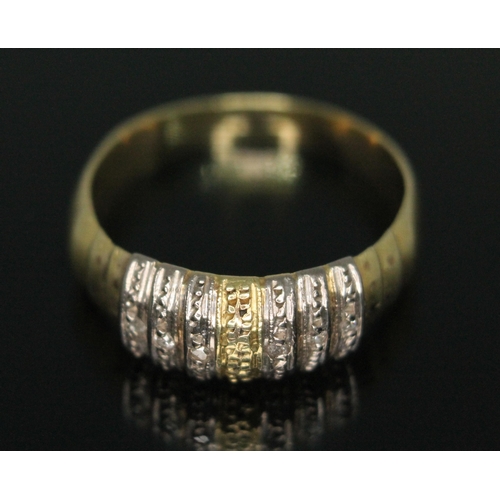 298 - A yellow metal ring set with diamonds, unmarked, gross weight 4.15g, size P.