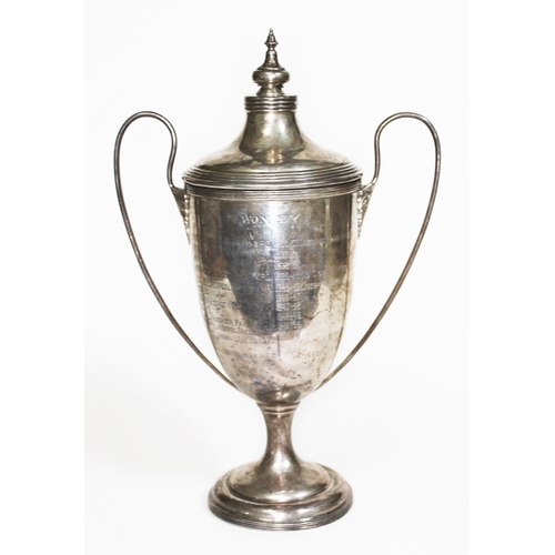 374 - A silver football trophy, inscribed to front 'Inter Club Cup Liverpool Ramblers A.F.C. and Hesketh P... 