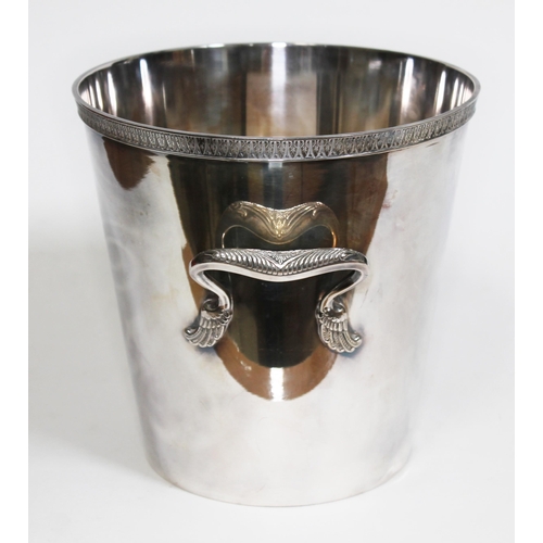 391 - A French silver plated twin handled ice bucket by Saint Medard, height 19cm.