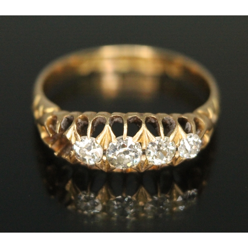 423 - An Edwardian 18ct gold diamond ring, sponsor's mark P&S, Chester 1905, gross wt. 2.88g, size M.