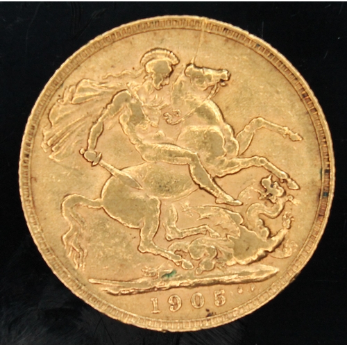 442 - Edward VII gold sovereign 1905 ONLY 10% BUYER'S PREMIUM ON THIS LOT, INCLUSIVE OF VAT, NORMAL ONLINE... 