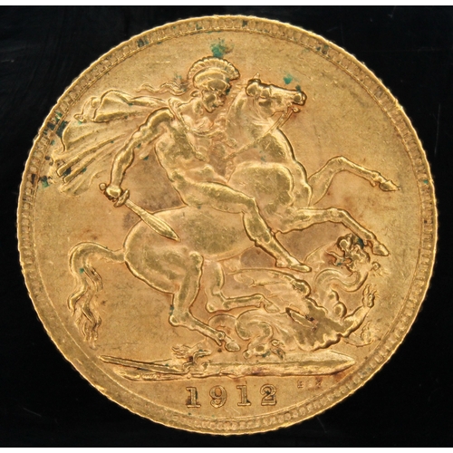 444 - George V gold sovereign 1912 ONLY 10% BUYER'S PREMIUM ON THIS LOT, INCLUSIVE OF VAT, NORMAL ONLINE B... 