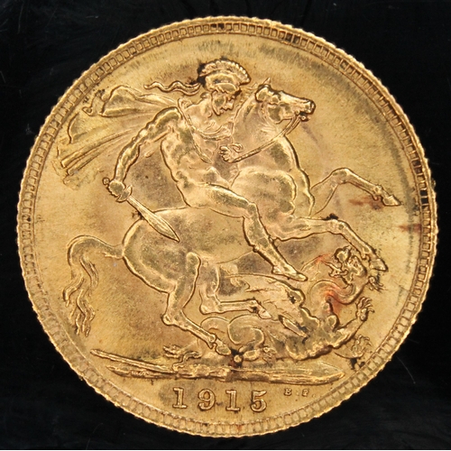 447 - George V gold sovereign 1915 ONLY 10% BUYER'S PREMIUM ON THIS LOT, INCLUSIVE OF VAT, NORMAL ONLINE B... 