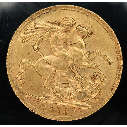 448 - George V gold sovereign 1913 ONLY 10% BUYER'S PREMIUM ON THIS LOT, INCLUSIVE OF VAT, NORMAL ONLINE B... 