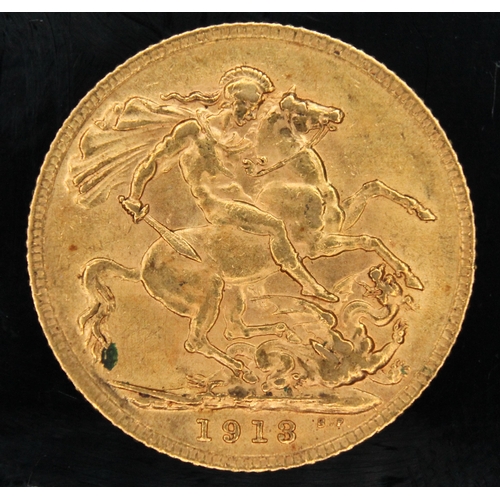 449 - George V gold sovereign 1913 ONLY 10% BUYER'S PREMIUM ON THIS LOT, INCLUSIVE OF VAT, NORMAL ONLINE B... 