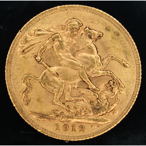 453 - George V gold sovereign 1912 ONLY 10% BUYER'S PREMIUM ON THIS LOT, INCLUSIVE OF VAT, NORMAL ONLINE B... 