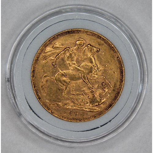 459 - Victoria gold sovereign 1888 ONLY 10% BUYER'S PREMIUM ON THIS LOT, INCLUSIVE OF VAT, NORMAL ONLINE B... 