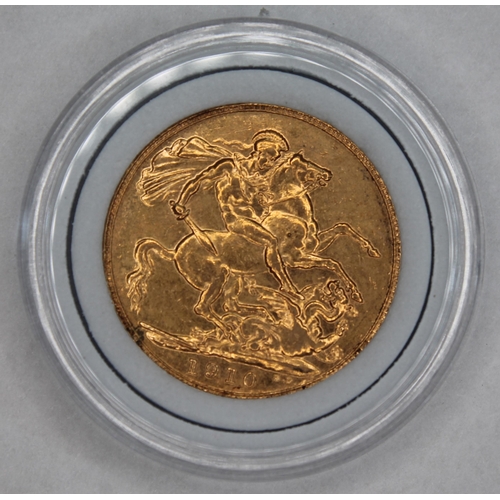 462 - Edward VII gold sovereign 1910 ONLY 10% BUYER'S PREMIUM ON THIS LOT, INCLUSIVE OF VAT, NORMAL ONLINE... 