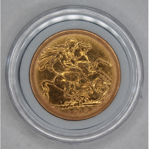 463 - George V gold sovereign 1913 ONLY 10% BUYER'S PREMIUM ON THIS LOT, INCLUSIVE OF VAT, NORMAL ONLINE B... 