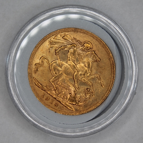 464 - George V gold sovereign 1913 ONLY 10% BUYER'S PREMIUM ON THIS LOT, INCLUSIVE OF VAT, NORMAL ONLINE B... 