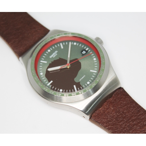 131 - A Swatch X Hacket 1058/1983 stainless steel automatic wristwatch, the signed dial having dog and bow... 