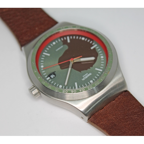 131 - A Swatch X Hacket 1058/1983 stainless steel automatic wristwatch, the signed dial having dog and bow... 