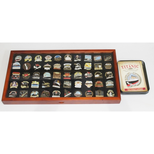 471 - Danbury Mint Titanic badge collection comprising 50 badges with certificates.