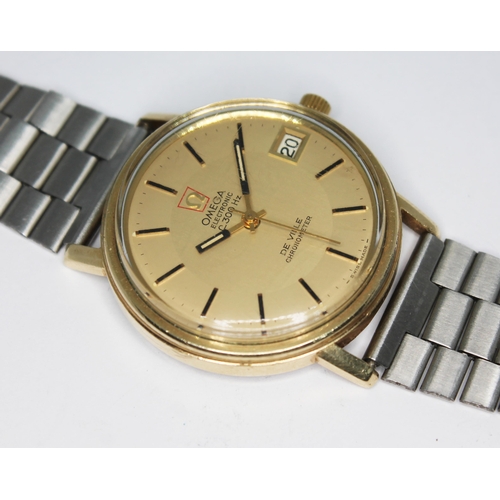 78 - A vintage 1972 Omega Electronic f300Hz De Ville Chronometer 198.0032 gold plated wristwatch with sig... 