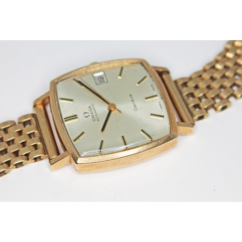 79 - A vintage 1973 hallmarked 9ct gold Omega Genéve automatic wristwatch with signed champagne dial, bat... 