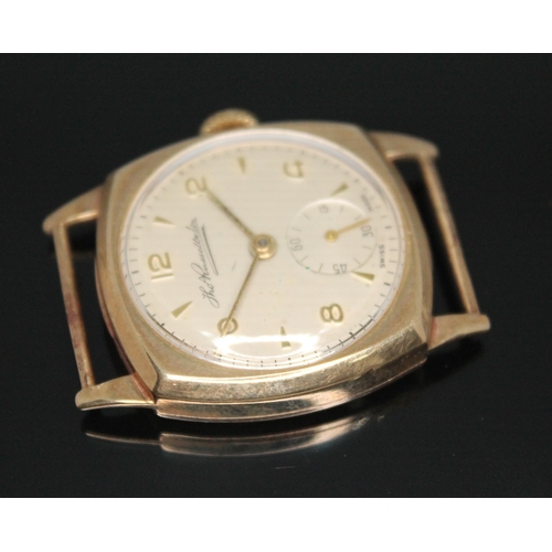 87 - A 1950s hallmarked 9ct gold Thomas Russell & Son 15 jewel manual wind wristwatch, the signed dial ha... 