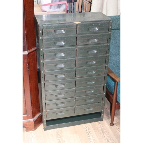 66E - Green metal utilitarian drawers.