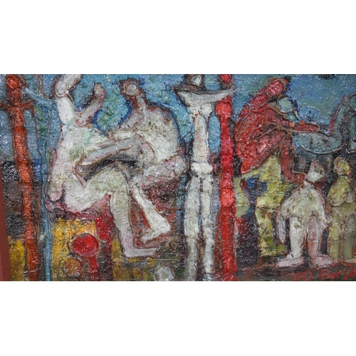 616 - Stefan Gorski (Russian 20th Century), ambstract figures, impasto oil on canvas, 67cm x 40cm, signed ... 