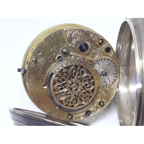 102 - A Victorian hallmarked silver verge pocket watch having white enamel dial with Roman numerals and sp... 