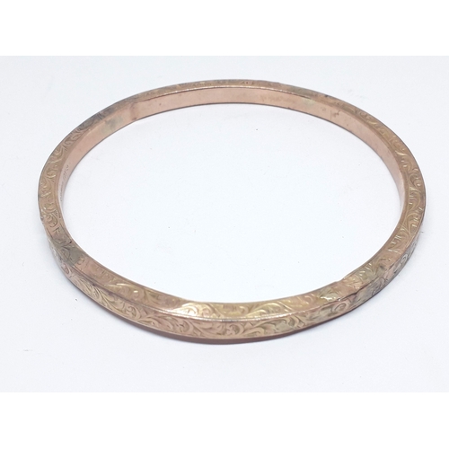 266 - A hallmarked 9ct gold bangle, diam. 7.5cm, weight 9.62g.