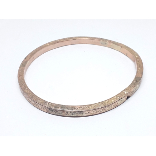 266 - A hallmarked 9ct gold bangle, diam. 7.5cm, weight 9.62g.