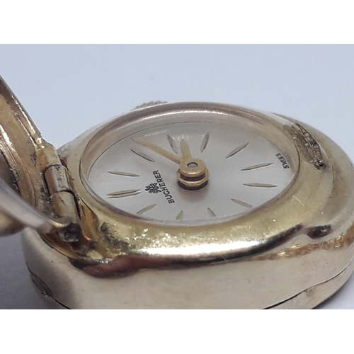 98 - A vintage Carl F Bucherer 17 jewel manual wind pendant watch inside gold plated hinged pendant case ... 