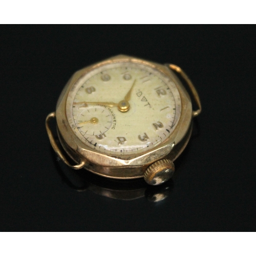 151 - A 1950s 9ct gold ladies wristwatch, the dial signed 'Dot', the 15 jewel cal. FHF 63 manual wind move... 