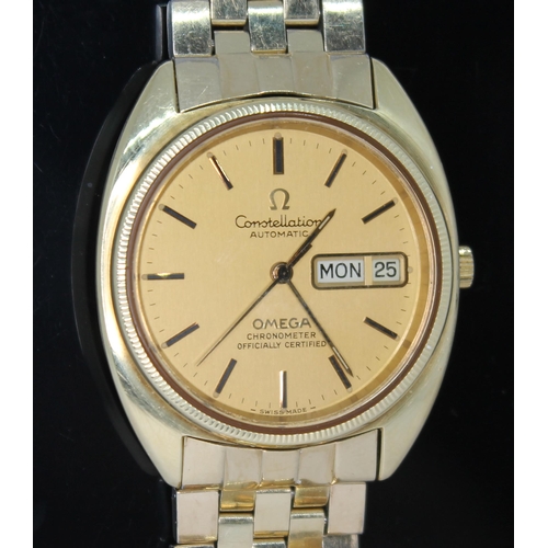 101 - A 1975 gold plated Omega Constellation 168.0057 automatic wristwatch, the signed gold tone dial havi... 